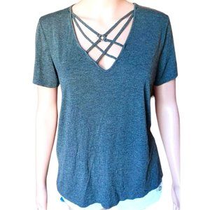 Women's Criss Cross V Neck T Shirt